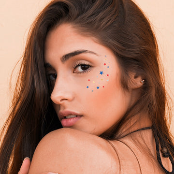 American Starry Eye Jewel metallic red, white and blue star temporary tattoo!  @FlashTattoos #FLASHTAT